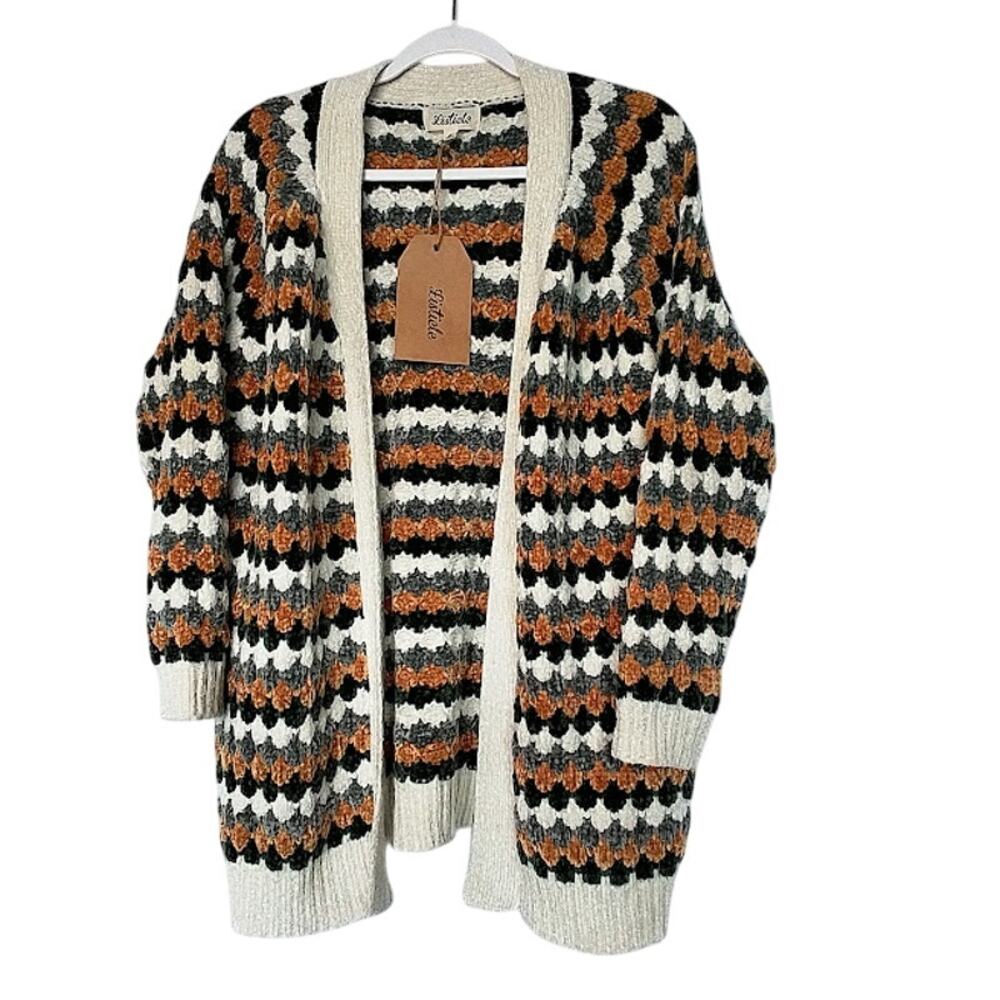 Listicle Chunky Knit Cardigan Multicolor‎ Textured Open Front Sweater S NWT